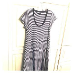 Navy/white stripes, light weight T dress.